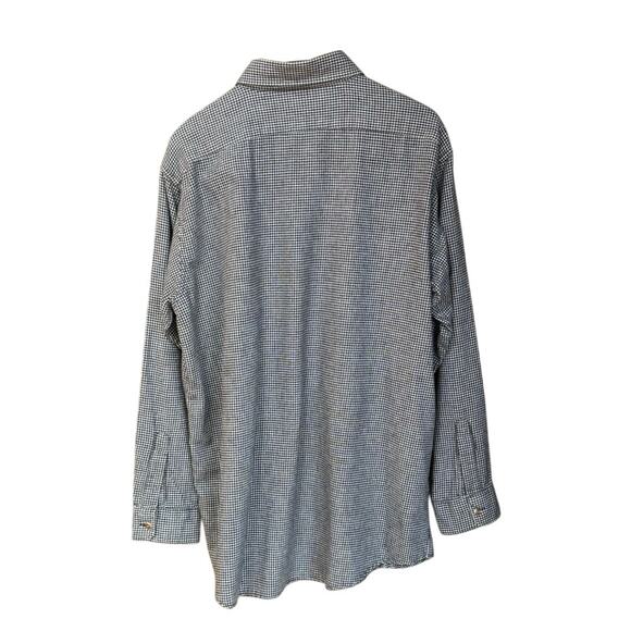 L.L. Bean Men's Black and White Micro Gingham Plaid Flannel Sz XL Tall - Picture 3 of 6